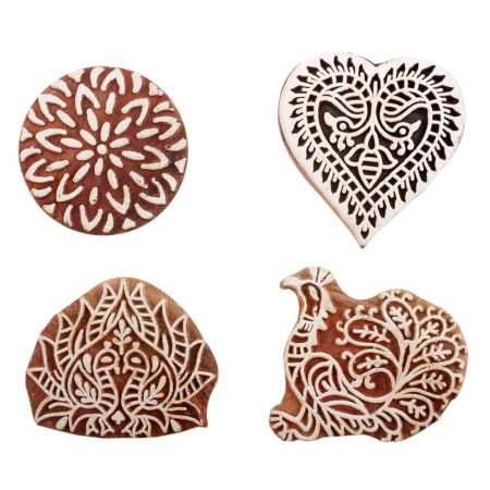 Set of 4 Piece New Mix Wooden Printing Block